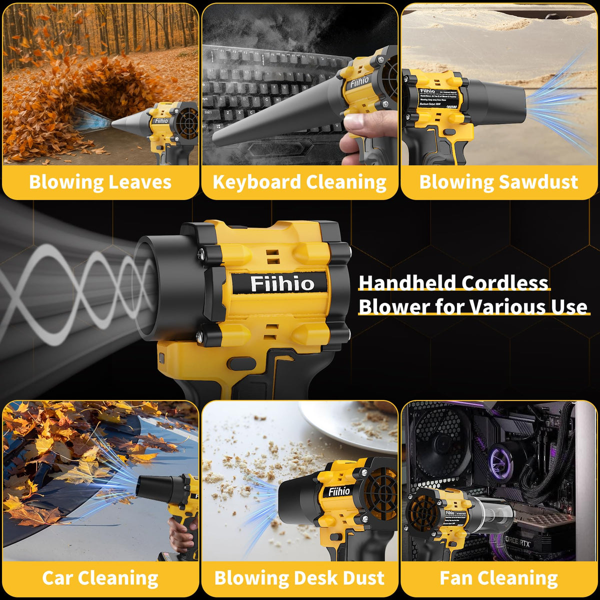 Fiihio 2-in-1 blower and duster design simplifies home and car cleaning.