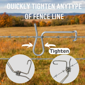 Fijaru 1/4 inch wire clips attached to wire demonstrating secure connection.
