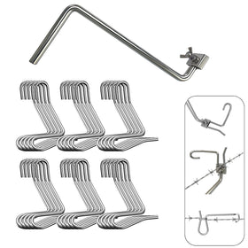 Fijaru fence stretcher kit with 30 clips ready for tensioning on barbed wire.