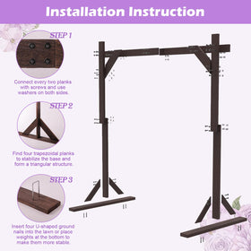 Fikowo wooden arch withstands wind and rain for outdoor setups.