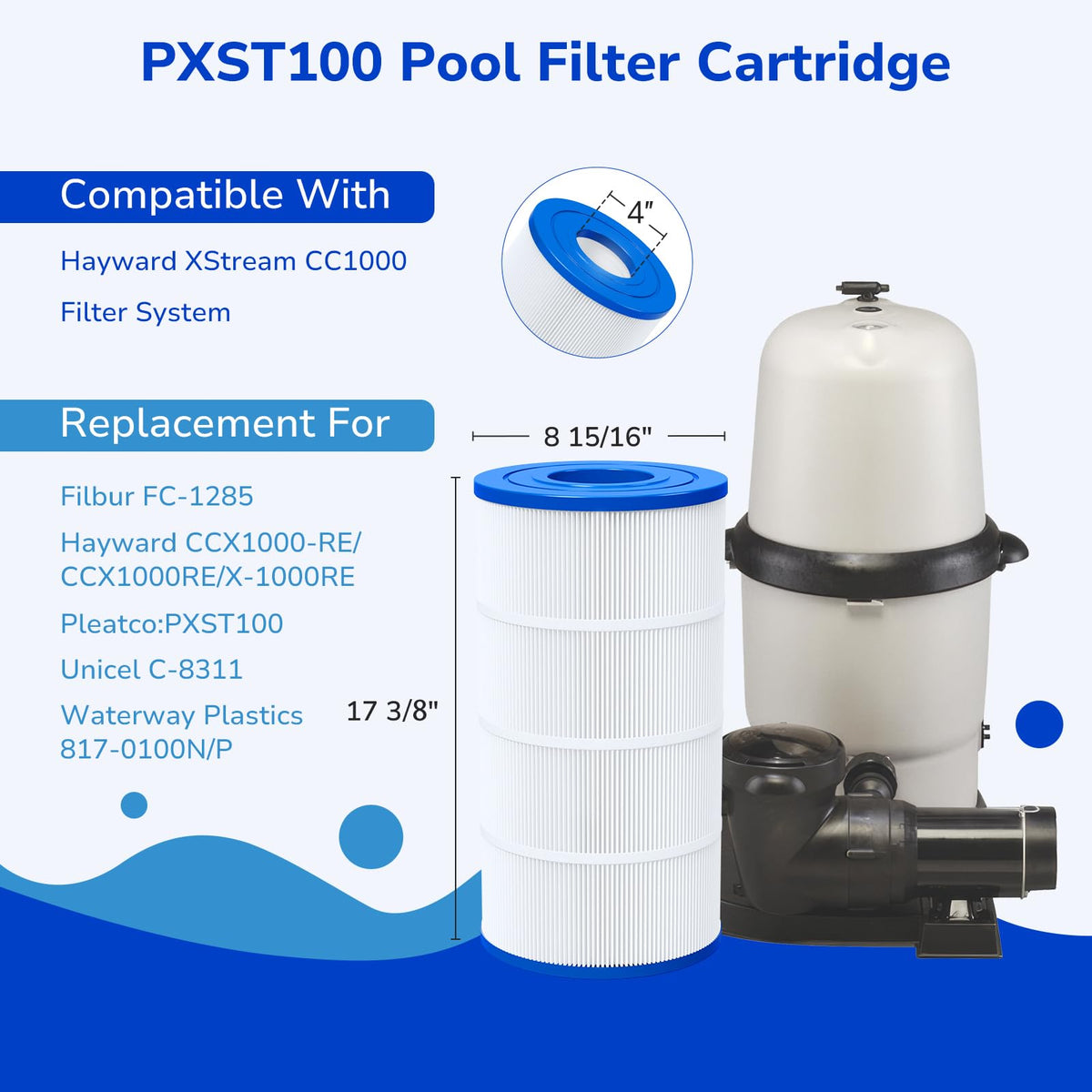 Fil-fresh PXST100 compatibility with Hayward XStream improves upgrade options.