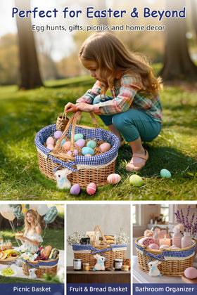 Filano wicker basket handles offer easy carrying and tidy storage after Easter.