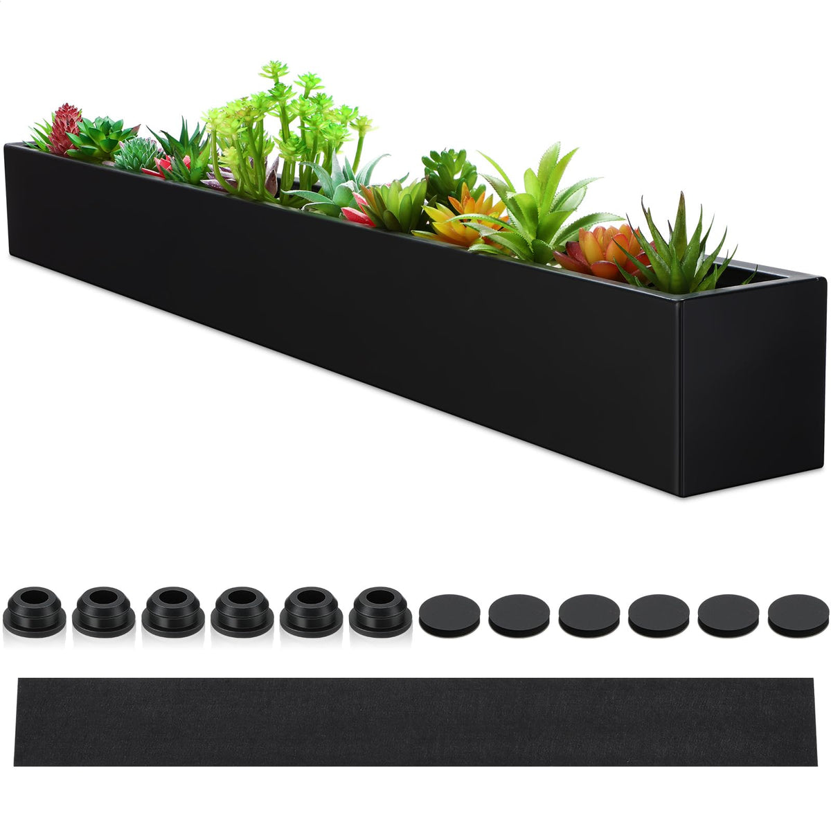 FillTouch 32in rectangular planter box front view for windowsill decor.