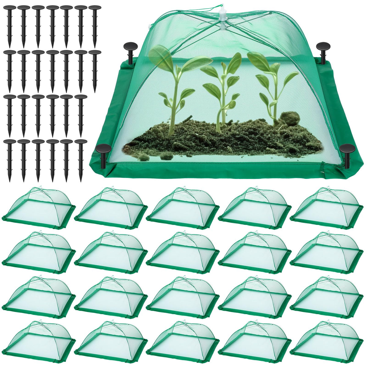 FillTouch plant cover dome 17-inch protecting seedlings from birds and pests while allowing light.
