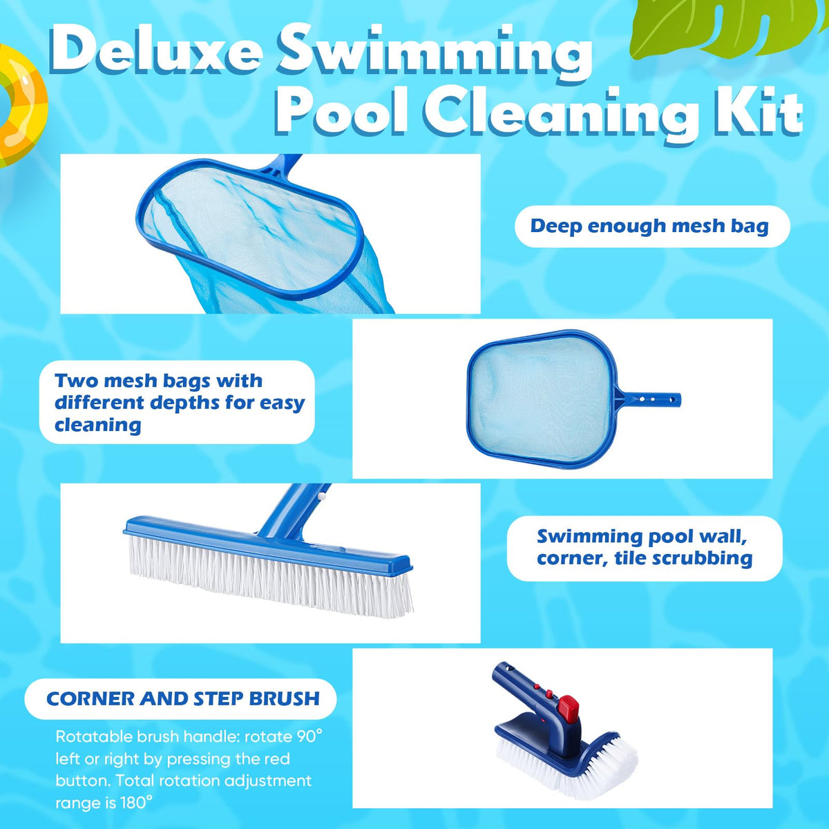 FillTouch rotatable brush helps reach corners and steps with flexible angle