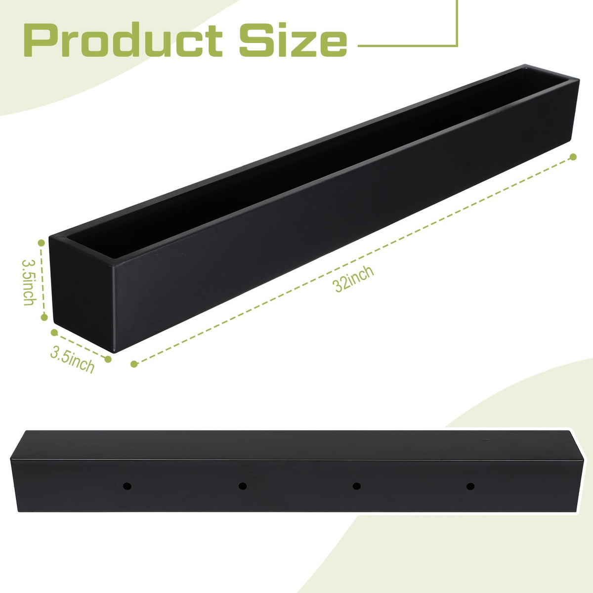 FillTouch rectangle planter with drainage holes and plugs for flexible watering.