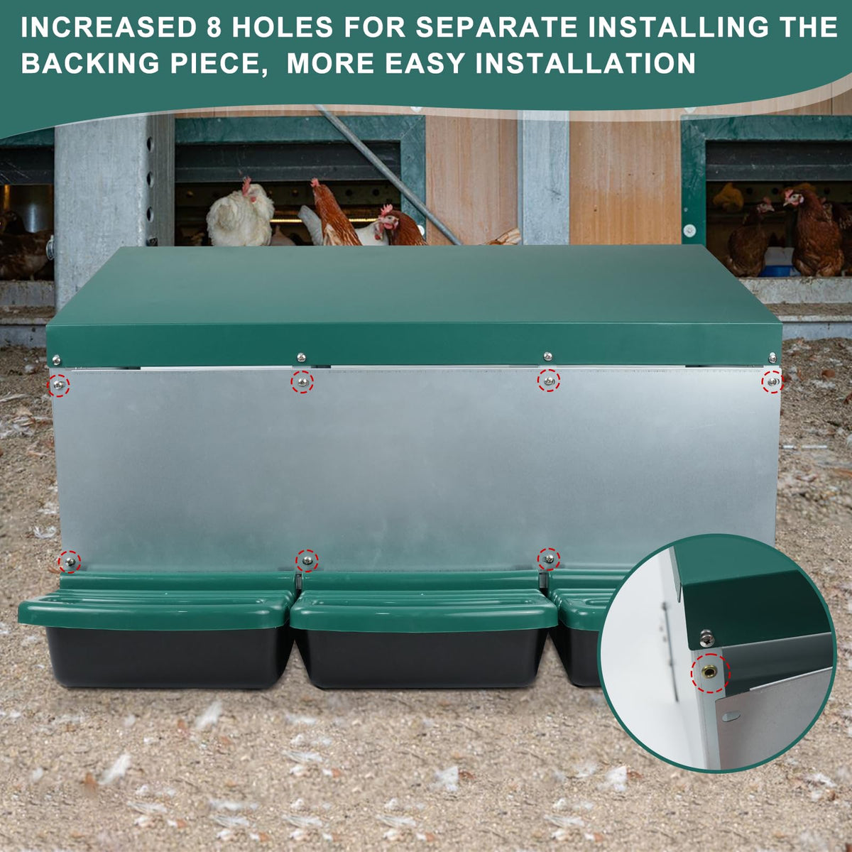 Filterhualv ventilated nesting compartments keep hens comfortable and dry.