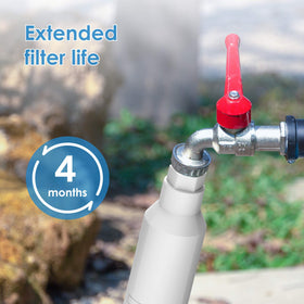 Close-up of coconut GAC media in Filterlogic filter improving water clarity.