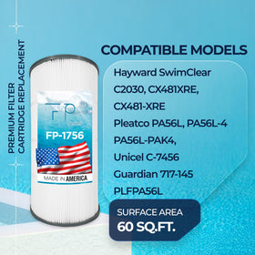 FILTPOOL C2030 media close-up shows dense 4 oz pleated fabric for enhanced filtration.