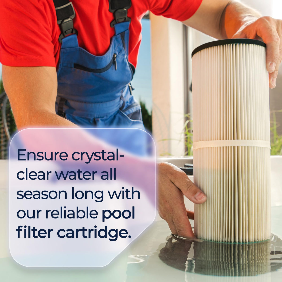 FILTPOOL C2030 NSF/ANSI 50 certification label highlights safe pool filtration materials.