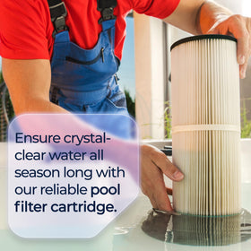 FILTPOOL C2030 NSF/ANSI 50 certification label highlights safe pool filtration materials.