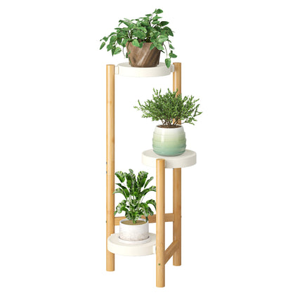 FILWH 3-tier plant stand white front view showcasing compact, space-saving display