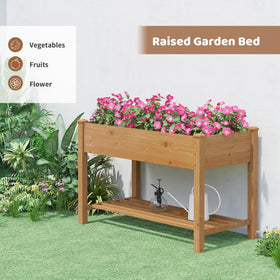 FILWH brown wooden planter with storage rack highlighting organized space for tools