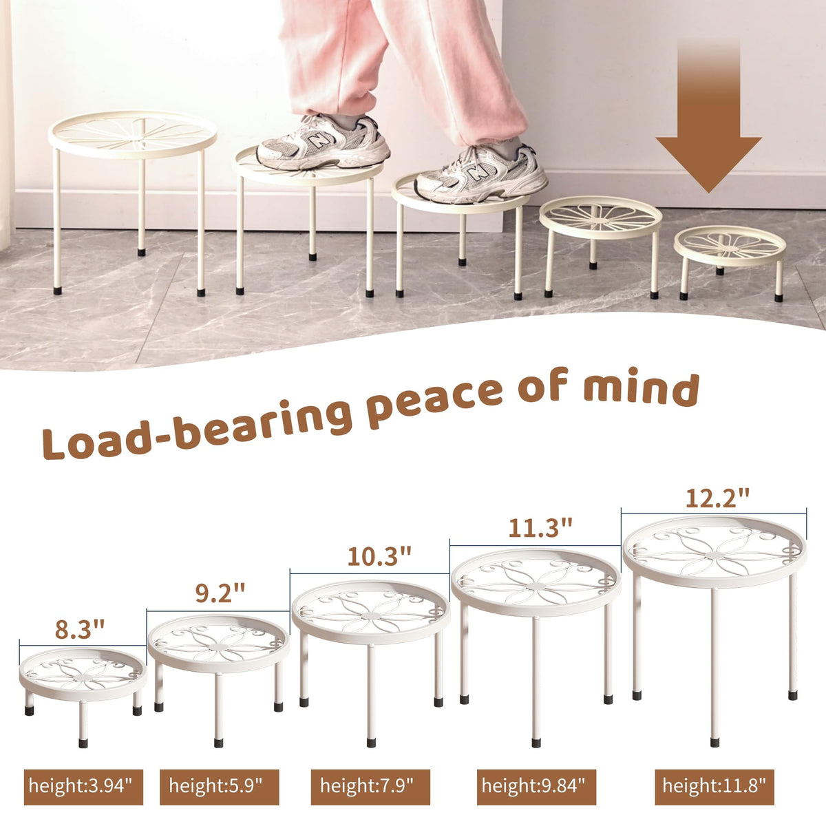 FILWH iron plant stand supports various pots with strength