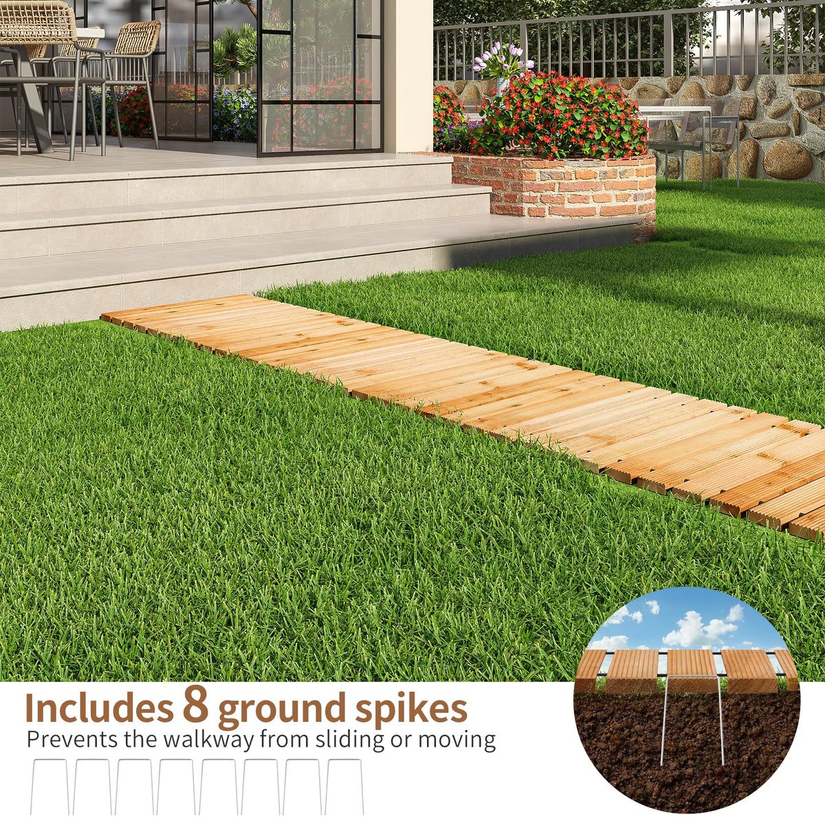 FILWH pathway curved-straight configuration laid along garden edge.