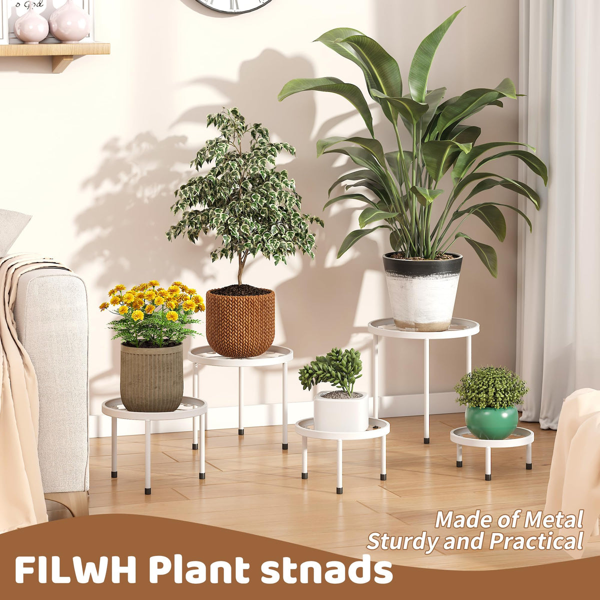 FILWH anti-rust finish on iron plant stand for durability