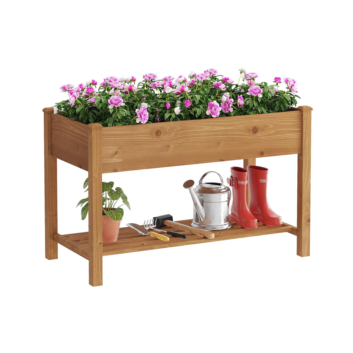 FILWH raised garden bed with legs, assembly view shows sturdy frame for outdoor use