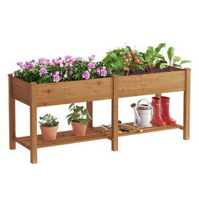 FILWH raised garden bed with legs and storage rack for organized gardening tools