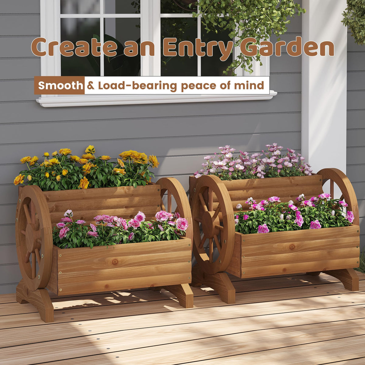 FILWH wooden wagon planter assembly guide simplifies setup for a sturdy, ready-to-use garden feature