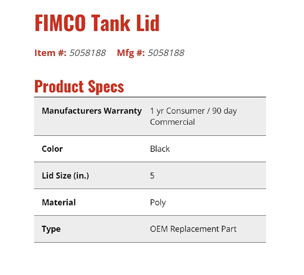 Fimco 5-inch lid replacement demonstrates compatibility with 10–60 gallon sprayers.