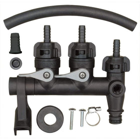Fimco sprayer manifold kit front view with integrated shut-off valves for quick, reliable connections.