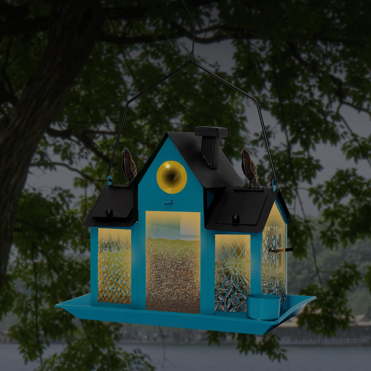 Elegant FIMOFIDRE birdhouse-style design doubles as a decorative garden feature.