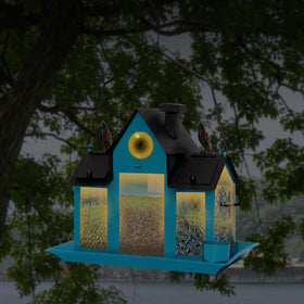 Elegant FIMOFIDRE birdhouse-style design doubles as a decorative garden feature.