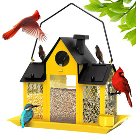 FIMOFIDRE solar bird feeder house in yellow for outdoor use