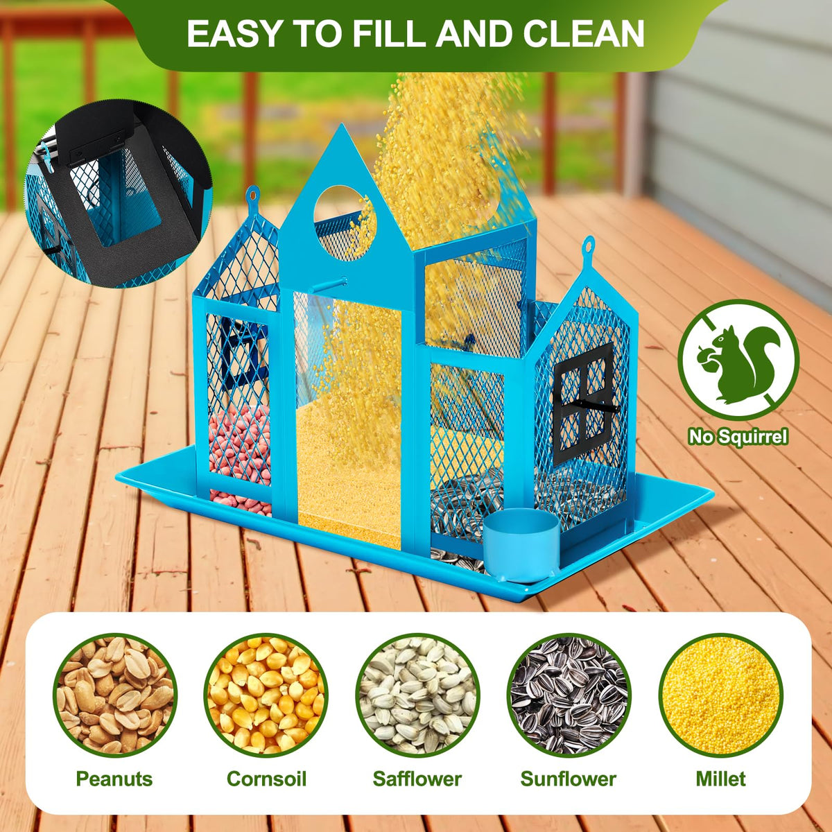 FIMOFIDRE Squirrel-Proof Design keeps seeds available for your feathered visitors.