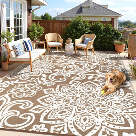 Findosom mandala rug blue outdoor decor with weather resistance