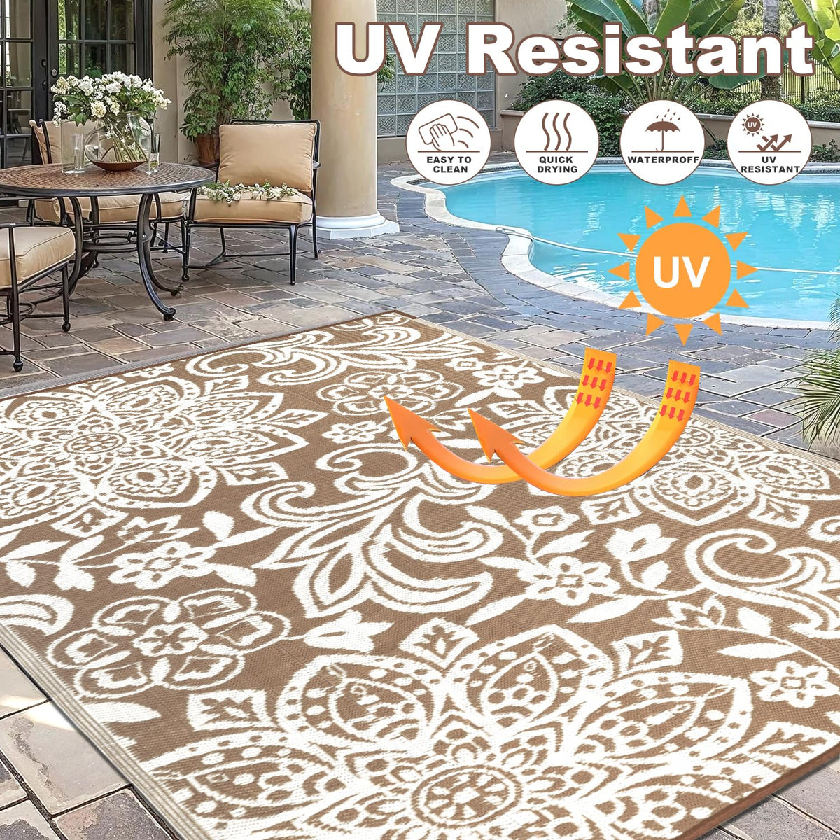 Findosom mandala rug brown ideal for beach and camping