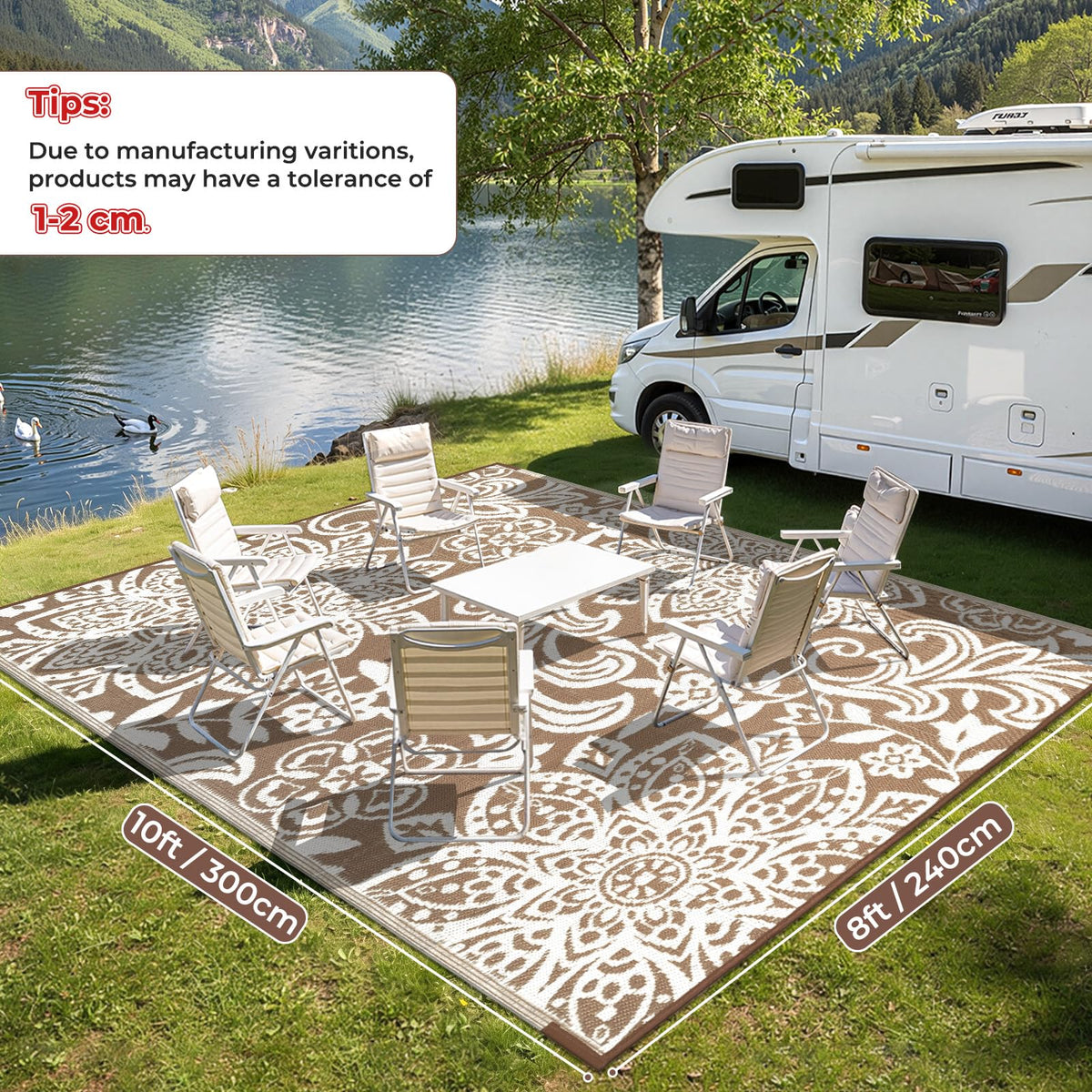 Findosom mandala rug grey for patios with UV stability