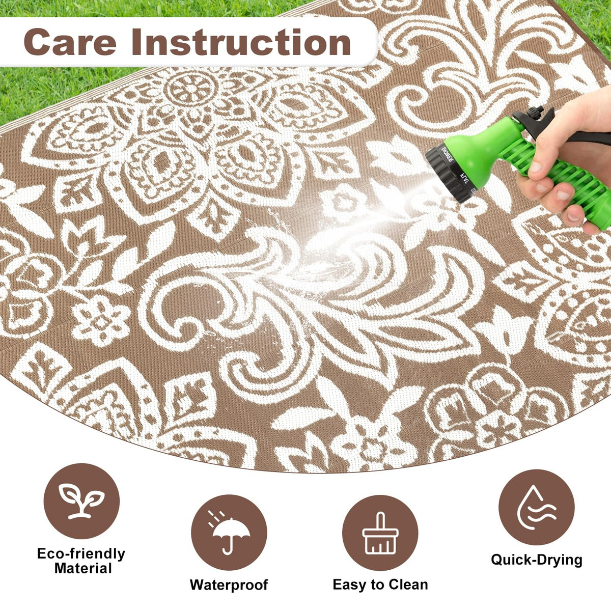 Findosom outdoor rug easy to clean and stain resistant