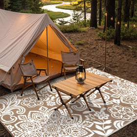 Findosom rug fits patios, decks, porches, RVs, beaches, and more.