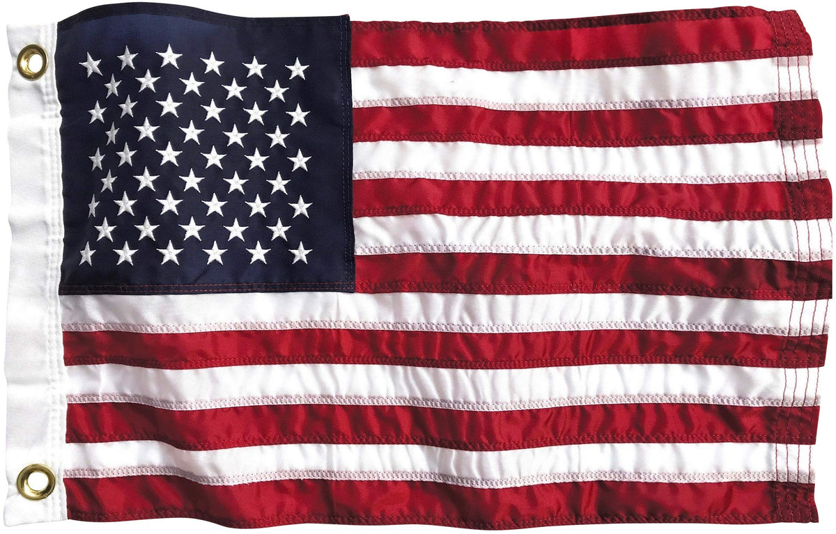 Fine Line Flag 12x18 flag on boat rail for durable maritime display