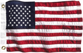 Fine Line Flag 12x18 flag on boat rail for durable maritime display