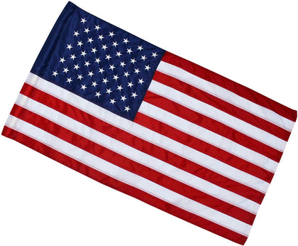 Fine Line Flag 2.5x4 ft sleeve header on a residential pole for tangle-free rotation.