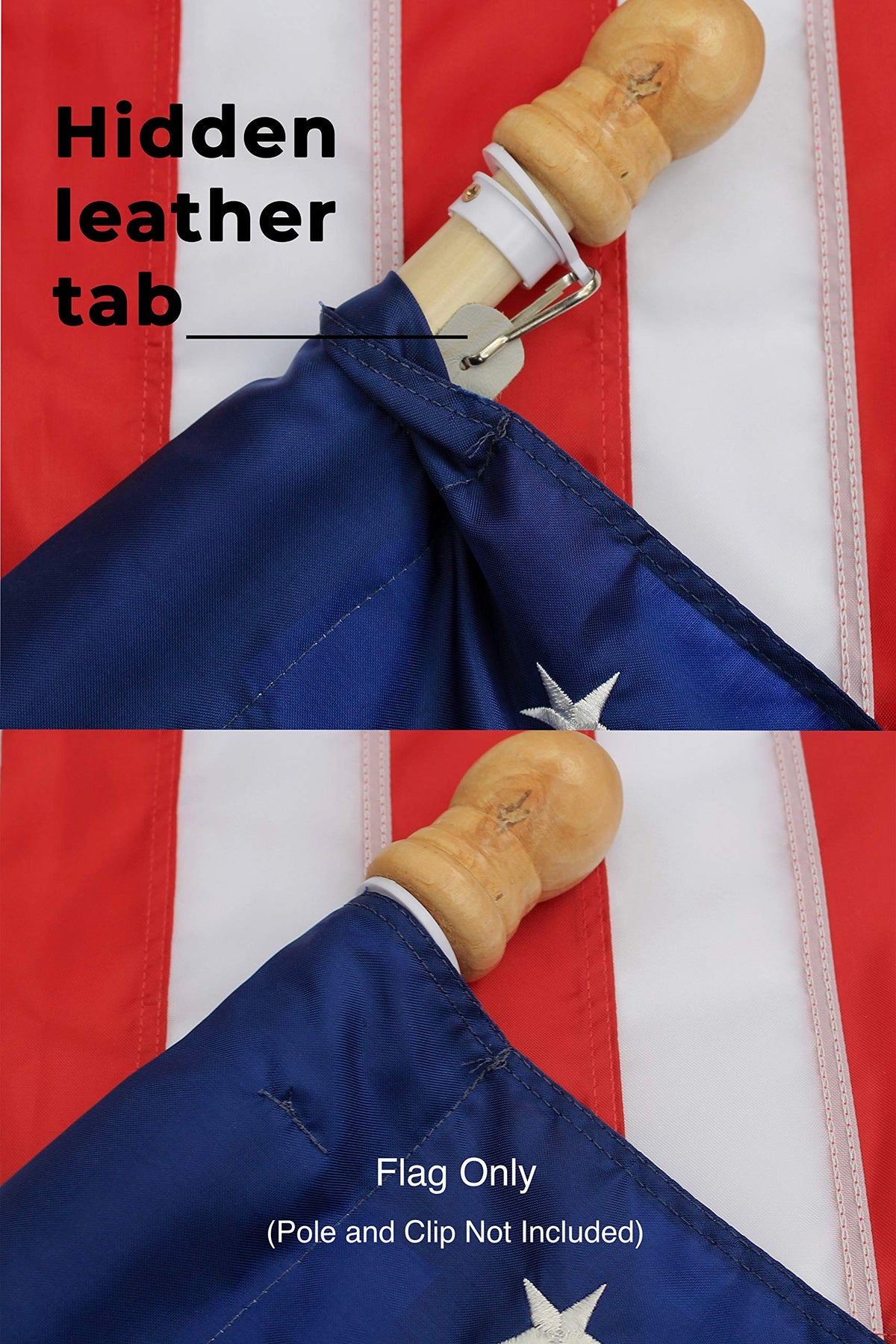Fine Line Flag with embroidered stars enhances ceremonial look from street.