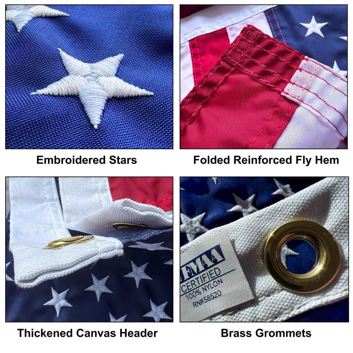 Fine Line Flag reinforced fly end resists wear at sea