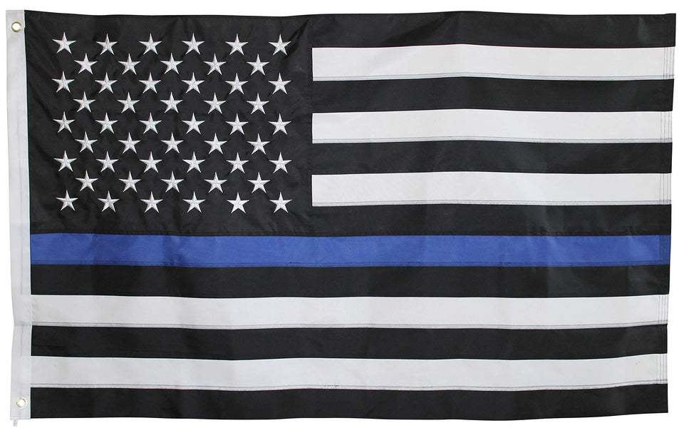 Fine Line Flag thin blue line flag with embroidered stars for a durable outdoor display.