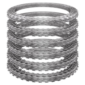 Finerelprot razor wire roll: six durable 18-inch sections for secure perimeter fencing.
