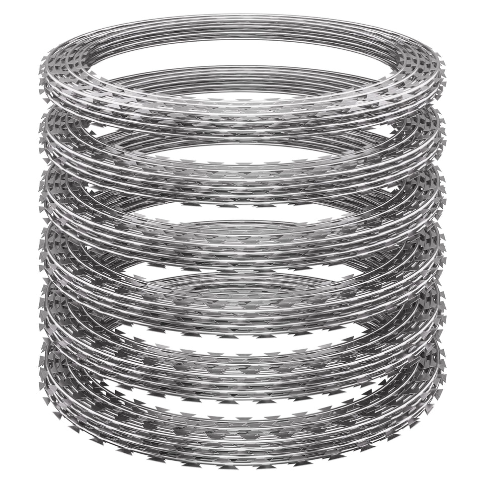 Finerelprot razor wire roll: six durable 18-inch sections for secure perimeter fencing.