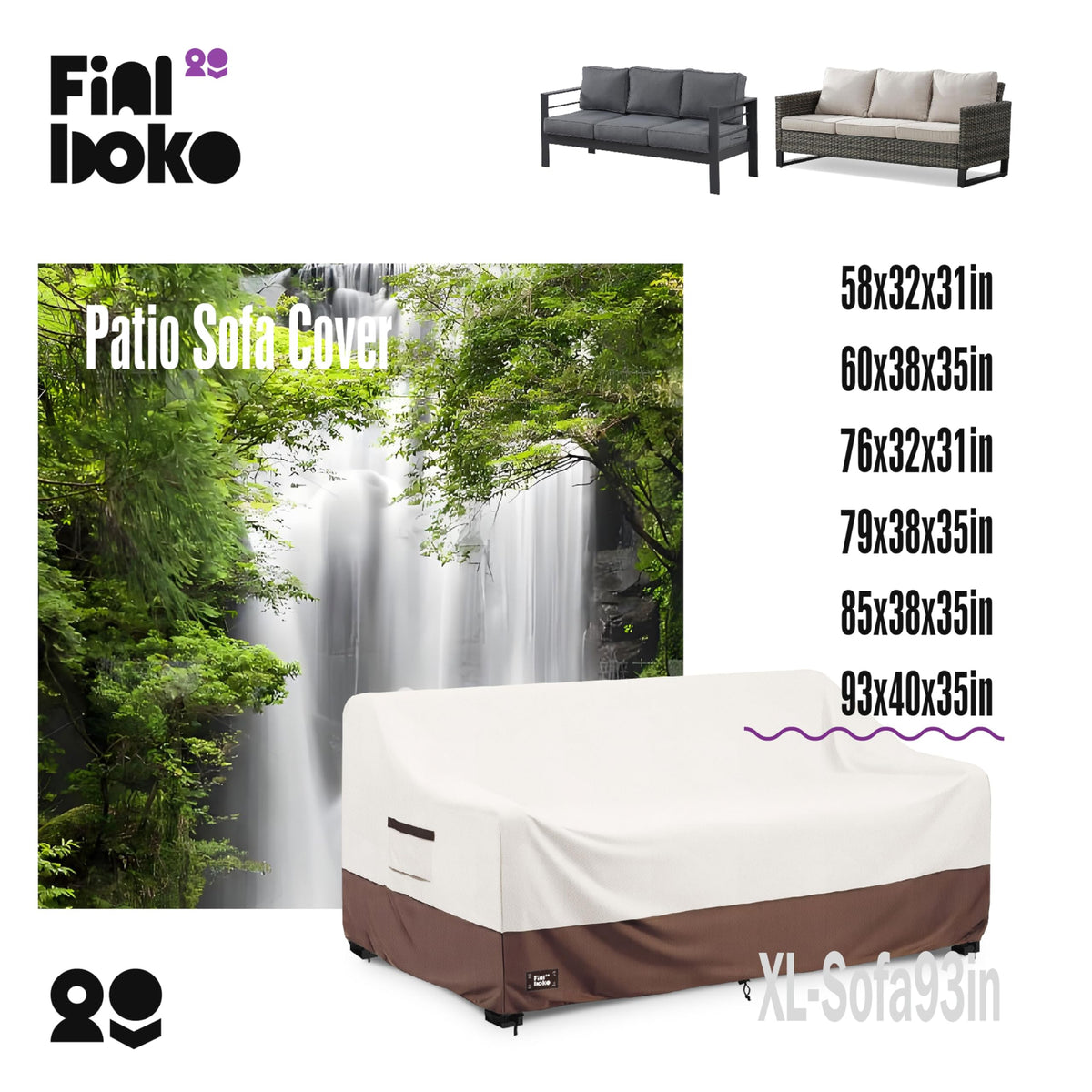 Finiboko beige brown modern cover complements outdoor spaces while guarding cushions.