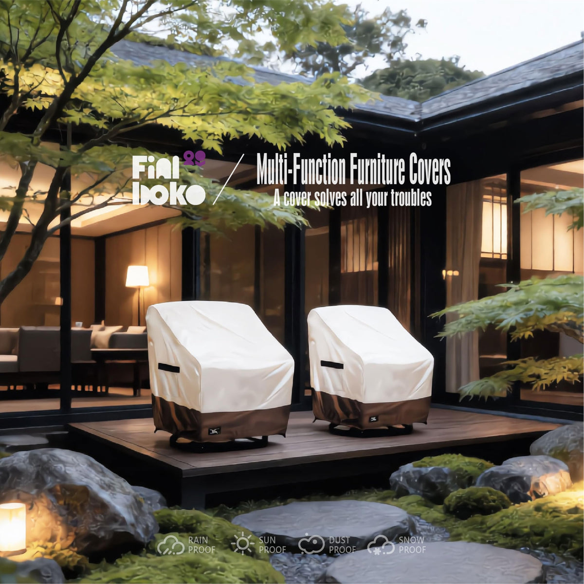 A durable cover designed to protect outdoor seating from the elements.