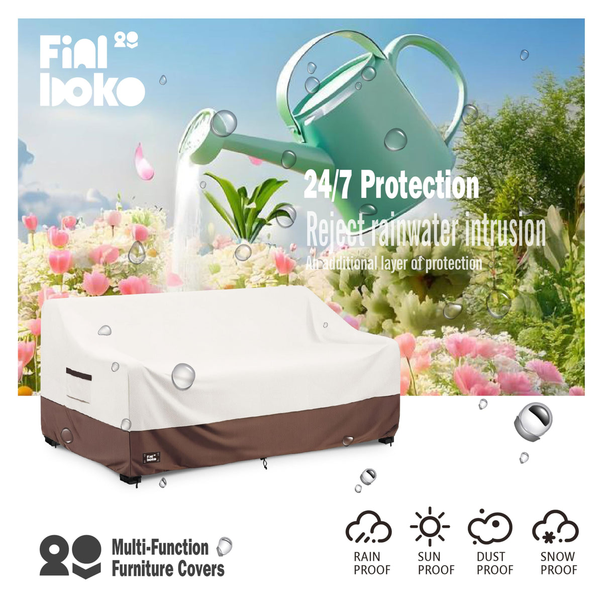 Finiboko beige-brown tones complement outdoor décor while safeguarding furniture.