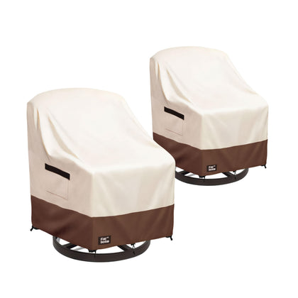 Finiboko patio chair cover for swivel lounges protects 30x34x38-inch chairs from rain and sun.