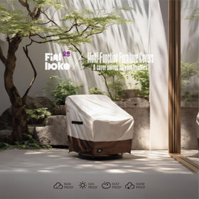 Finiboko chair cover protects chairs from rain, snow, and debris for year-round use.