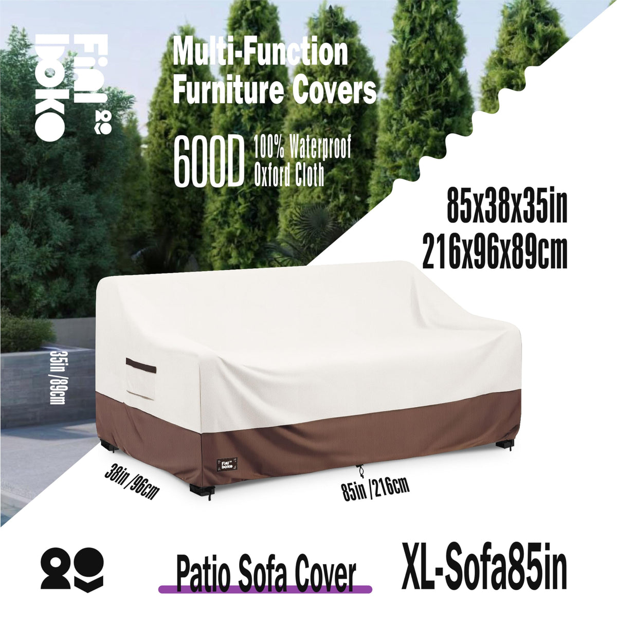 Finiboko heavy-duty 600D fabric protects furniture from sun and weather