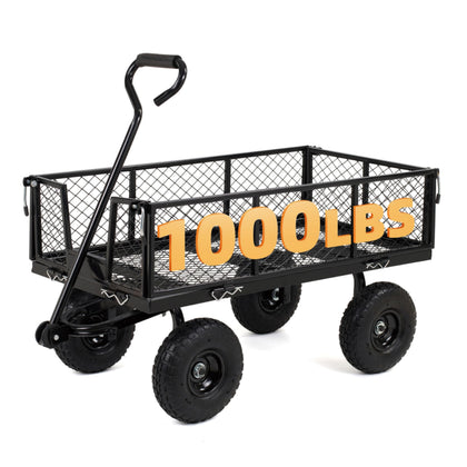 Finnhomy heavy-duty cart front view shows rugged frame for outdoor tasks.
