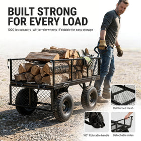 Finnhomy heavy-duty cart side view highlights portability and loading ease.